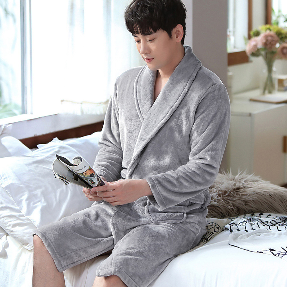 호텔 샤워 목욕 수면 커플 잠옷 극세사 가운 - 상세 이미지 5