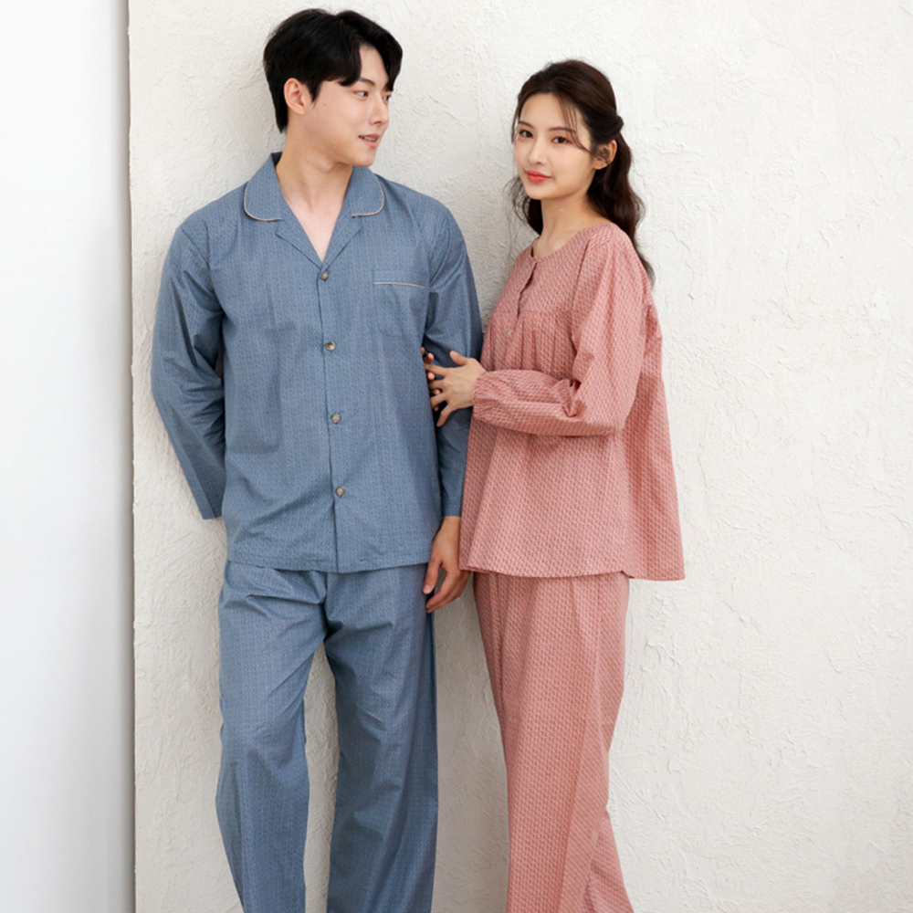 스탠드 가을 파자마세트 커플잠옷 홈웨어 부드러운 60수 순면 고밀도 - 상세 이미지 3