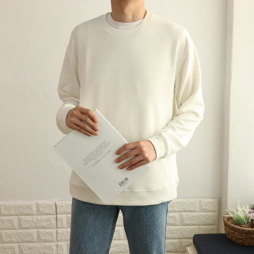 스트릿 기모 오버핏 베이직 스탠다드 스판 캐주얼 니트맨투맨티셔츠 이미지 3