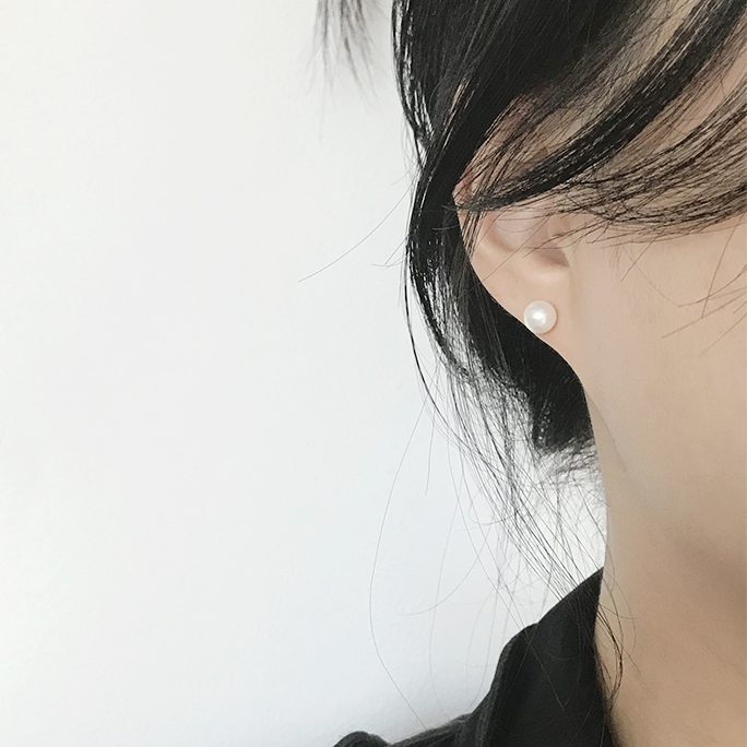 14k 천연 담수 진주 귀걸이 - 메인 이미지