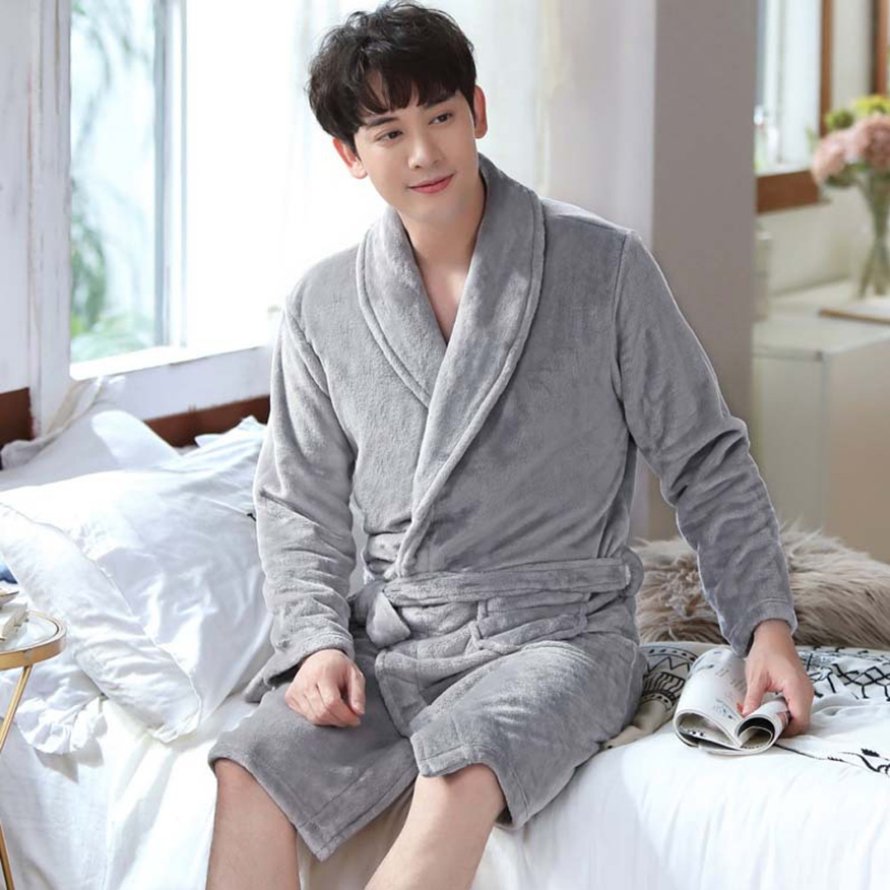 호텔 샤워 목욕 수면 커플 잠옷 극세사 가운 - 상세 이미지 4