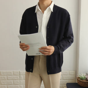 남자가디건 오버핏 캐시미어 위셔블 니트가디건 착용 후기 | 사이즈/핏 총정리 - 상품 이미지 1