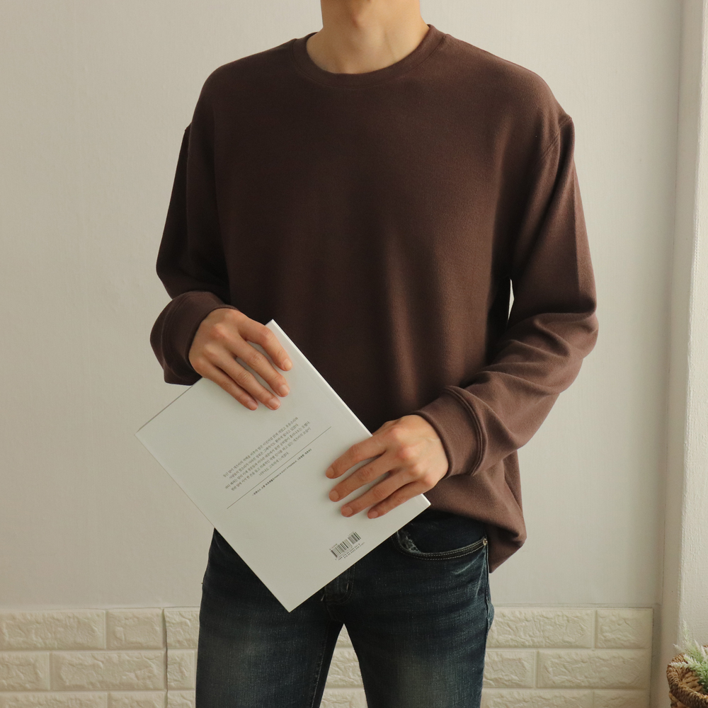 스트릿 기모 오버핏 베이직 스탠다드 스판 캐주얼 니트맨투맨티셔츠 이미지 2