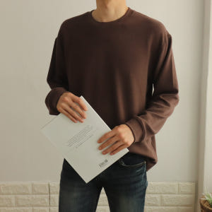 스트릿 기모 오버핏 베이직 스탠다드 스판 캐주얼 니트맨투맨티셔츠 착용 후기 | 사이즈/핏 총정리 - 상품 이미지 2