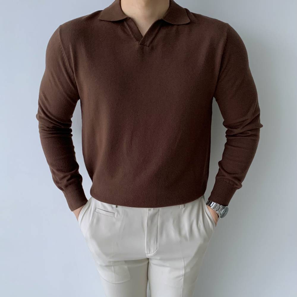 부드러운 머슬핏 긴팔 헨리넥 카라티 12색 어깨넓어보이는옷 목안늘어나는 남자 안비치는흰티 이미지 3