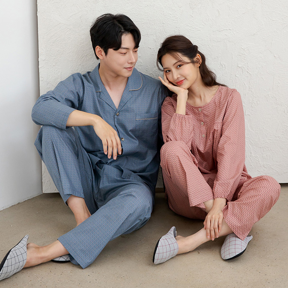 스탠드 가을 파자마세트 커플잠옷 홈웨어 부드러운 60수 순면 고밀도 - 상세 이미지 2