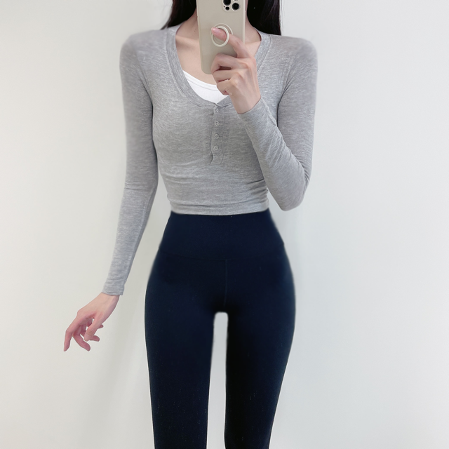 로라벨 도도 시스 크롭 긴팔 필라테스복 요가복 상의 필라테스 커버업 티셔츠 탑 옷 운동복 - 메인 이미지