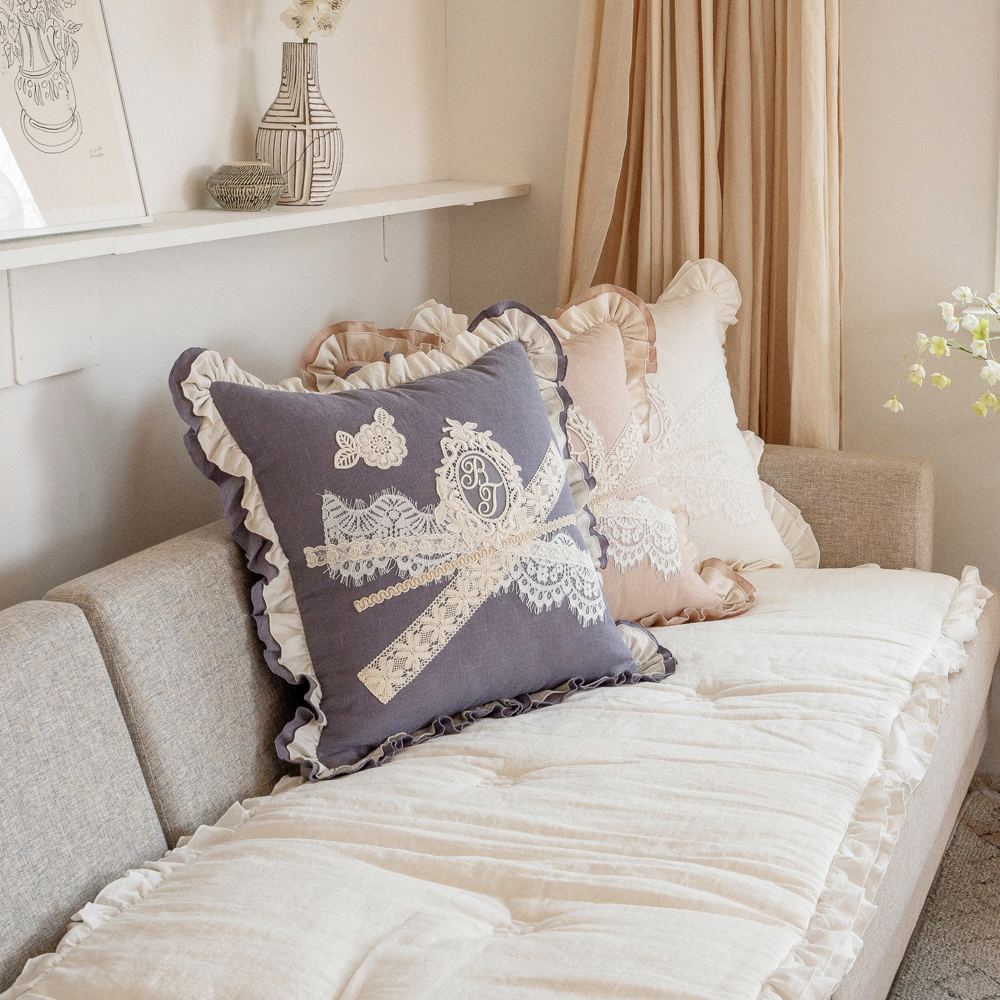 마벨로제 소피아 린넨 프릴 사계절 3인용 쇼파패드 미끄럼방지 소파매트 화이트