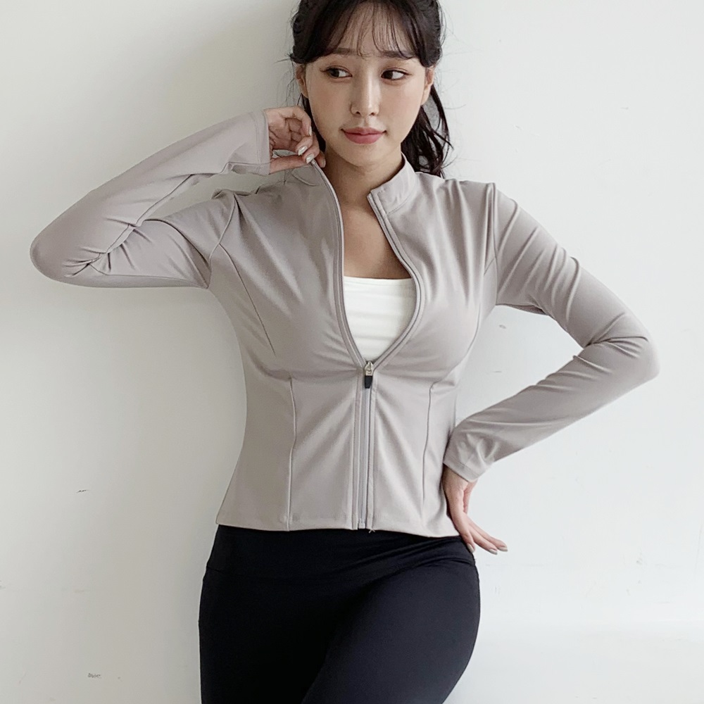 로라벨 톰 긴팔 집업 필라테스복 요가복 상의 필라테스 커버업 요가 세미크롭 헬스 운동복 - 상세 이미지 2