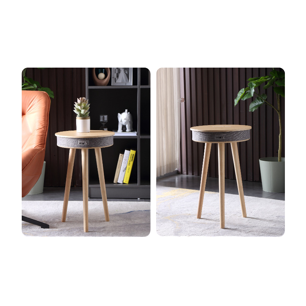 라슈에뜨 고음질 블루투스 스피커 2 in 1 USB 무선 충전 협탁 유선사용 우드베이지 - 상세 이미지 2