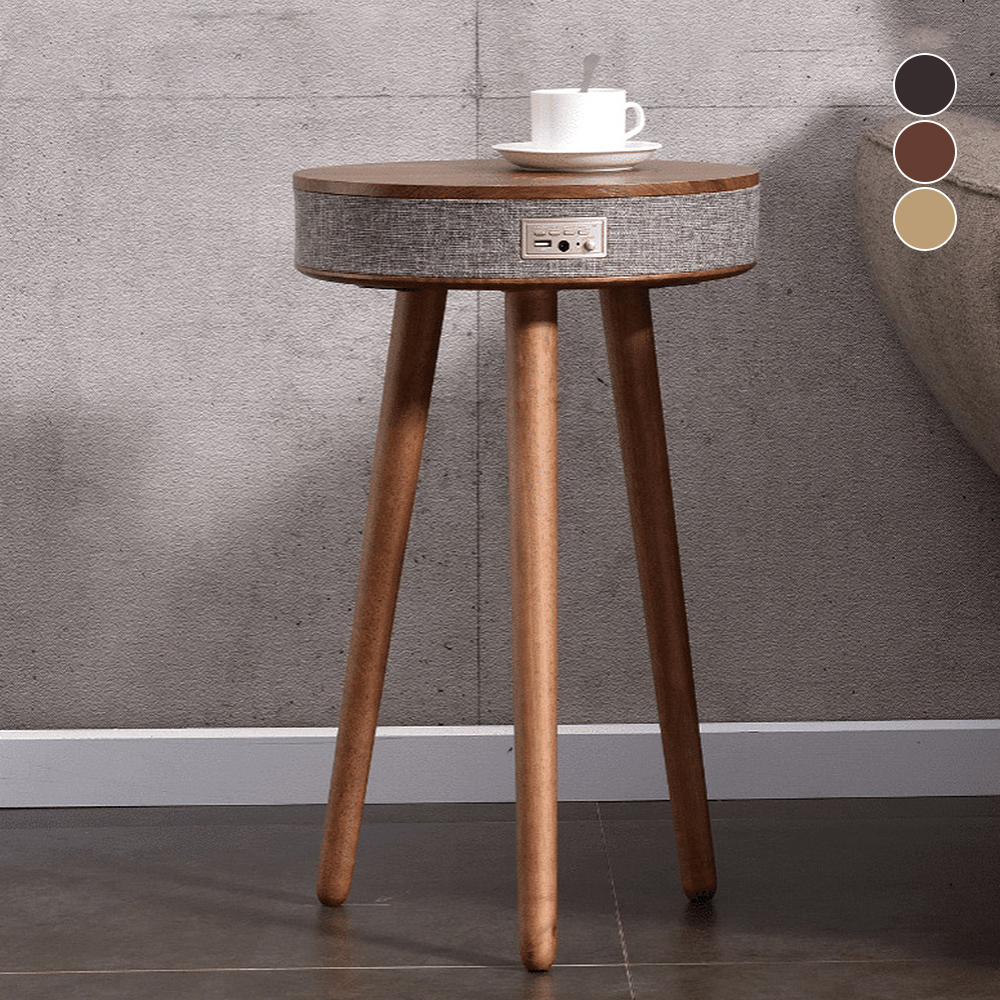 라슈에뜨 고음질 블루투스 스피커 2 in 1 USB 무선 충전 협탁 유선사용 우드베이지 - 상품 이미지