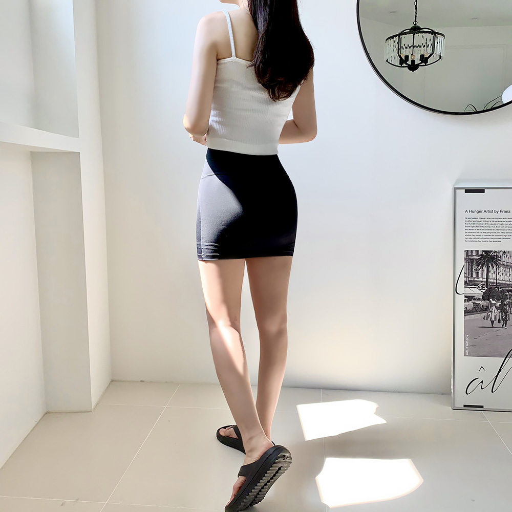 자체제작 당일발송 y존 커버 보정 속바지 속치마 3부 하이웨스트 치마 레깅스 스킨 블랙 - 상세 이미지 3