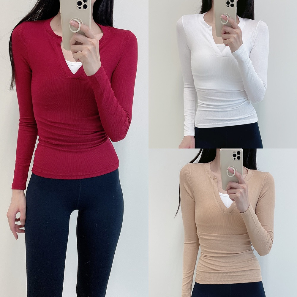 로라벨 카라 긴팔 필라테스복 요가복 상의 필라테스 커버업 티셔츠 탑 옷 여자 헬스 운동복 - 상세 이미지 3