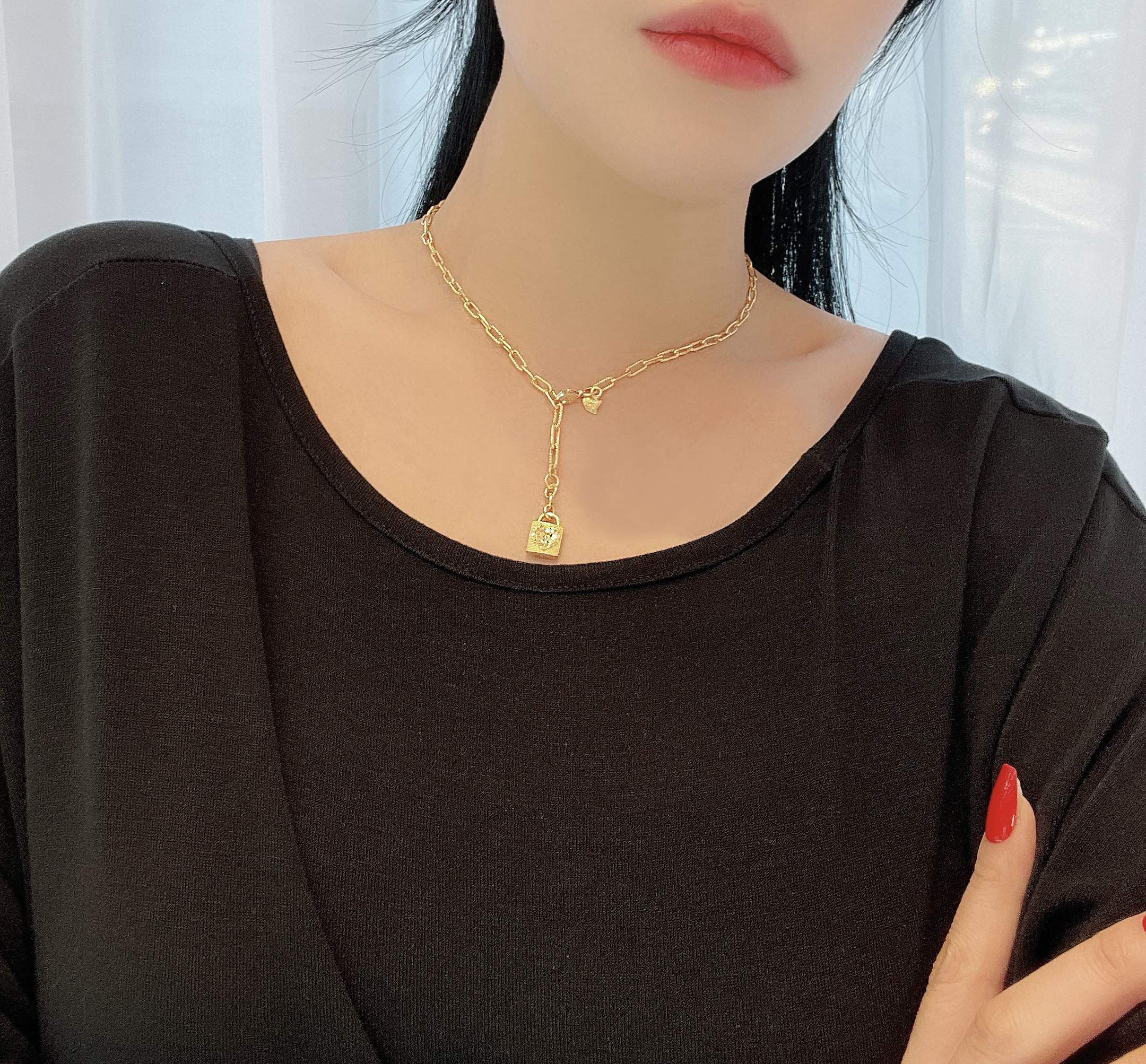 24k 순금 하트자물쇠 클립 목걸이 18.75g