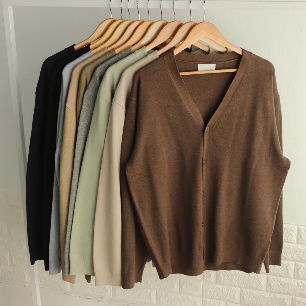 남자가디건 오버핏 브이넥 정장 캐시미어가디건