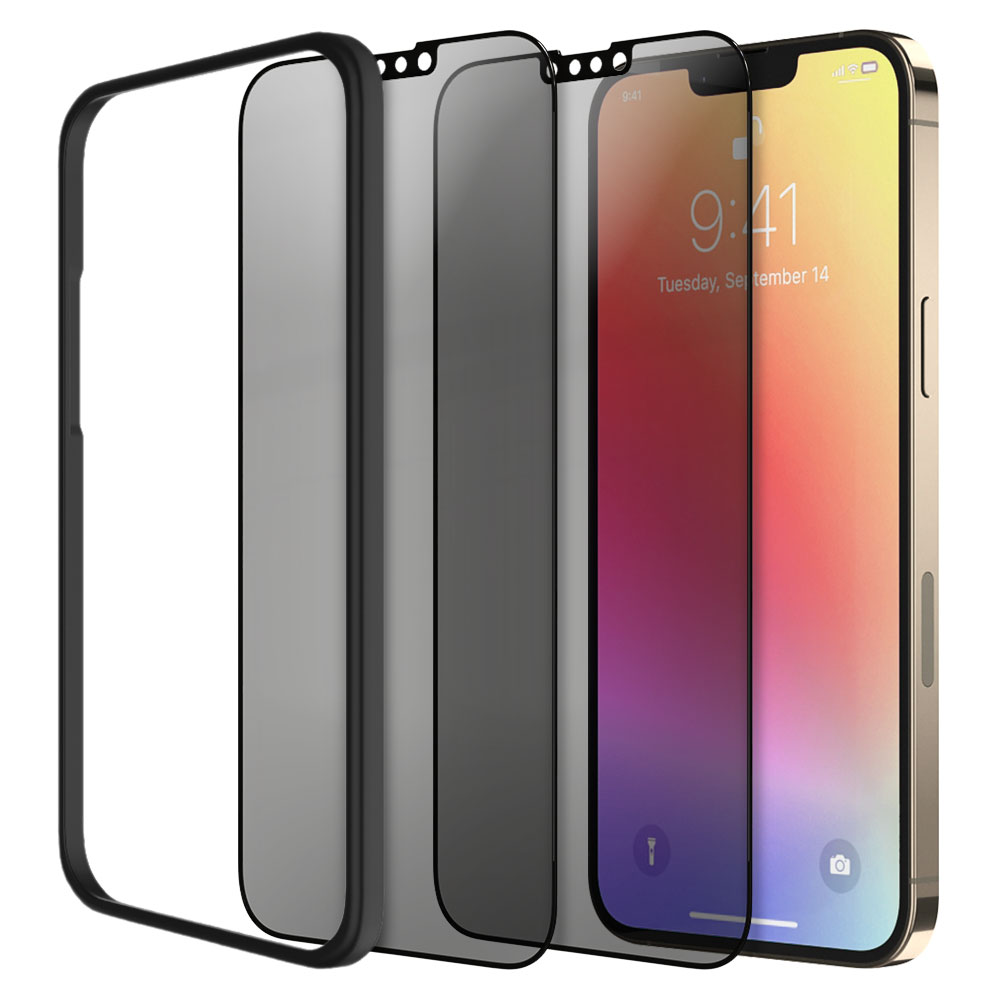 프라이버시 사생활 액정보호 풀커버 강화유리 필름 아이폰13 미니, 2매입