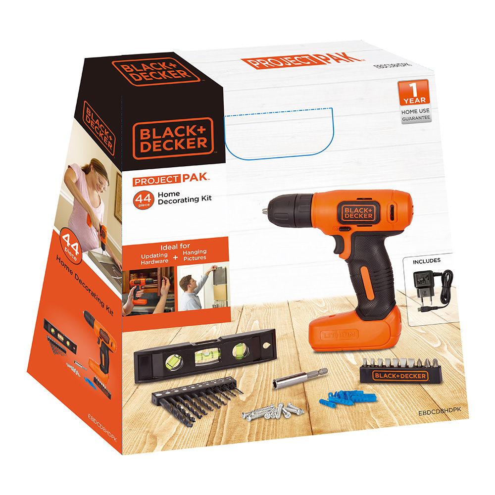 블랙앤데커 리튬이온 컴팩트 드릴 드라이버(44가지 패키지구성) EBDCD8HDPK