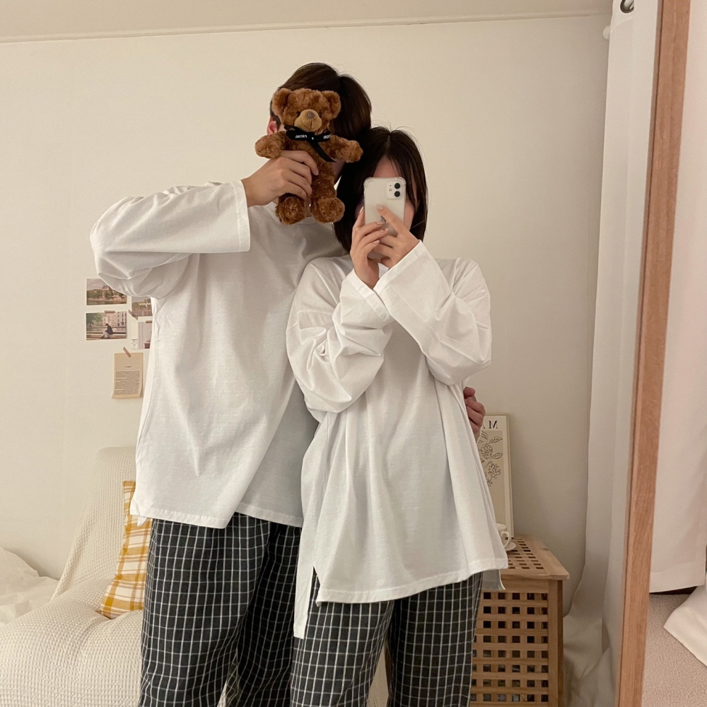 폴링 커플 잠옷바지 피치기모 빅사이즈 수면 겨울 패밀리 파자마 - 상세 이미지 2