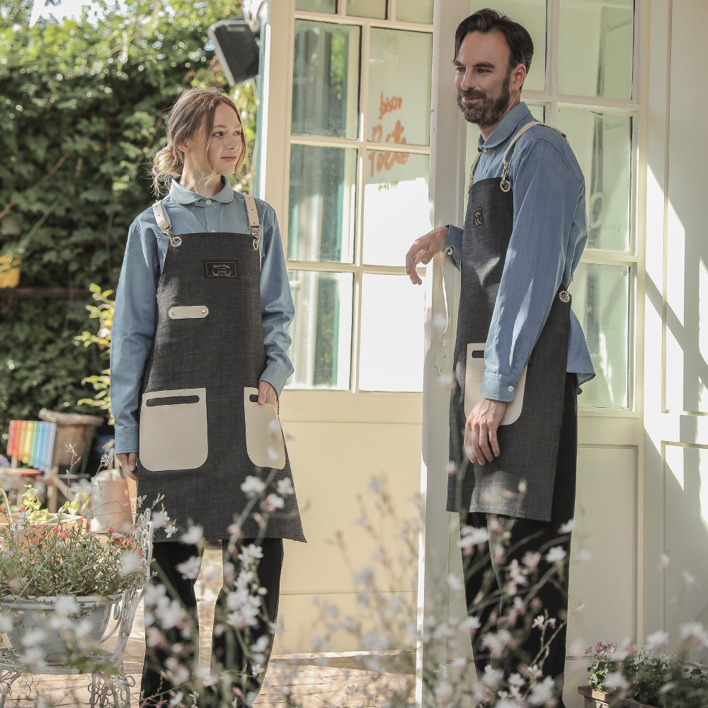 칸데오레더 슈패너 다크진 화이트 공방 미용실 카페 미용사 바리스타 앞치마