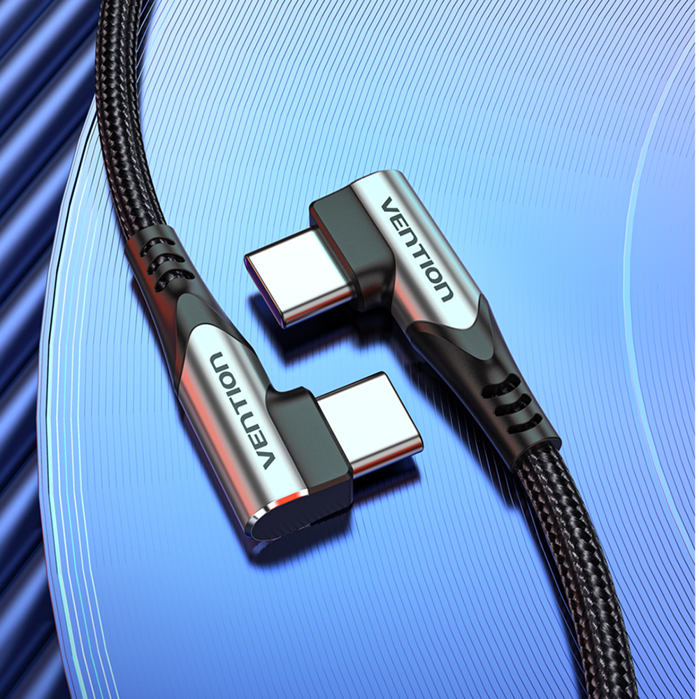 벤션 100W 직조 더블90도 C to C타입 고속충전케이블 TAN 1m, 1개 - 상세 이미지 4