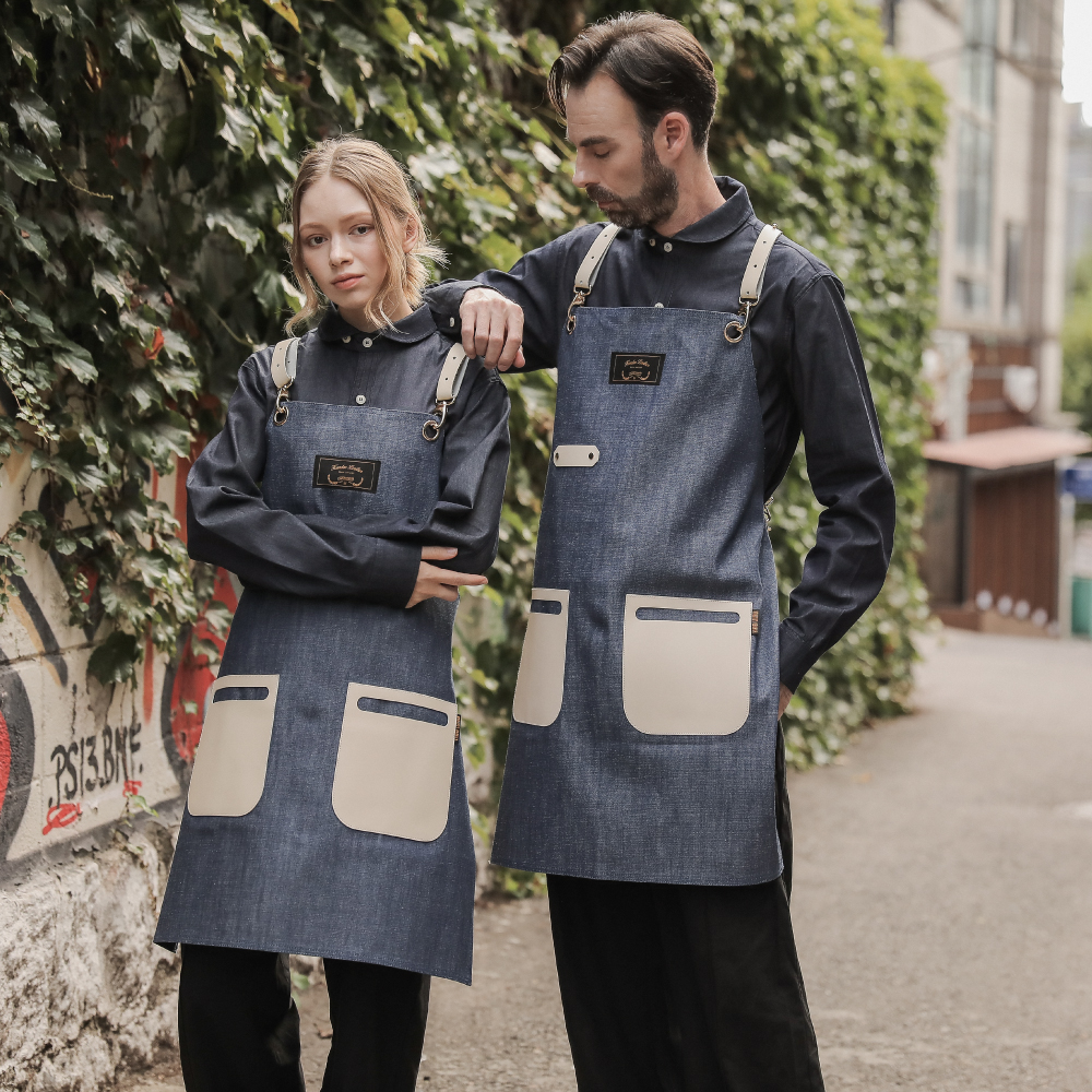 칸데오레더 슈패너 라이트진 화이트 공방 미용실 카페 미용사 바리스타 앞치마