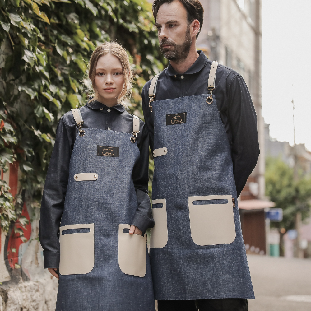 칸데오레더 슈패너 라이트진 화이트 공방 미용실 카페 미용사 바리스타 앞치마