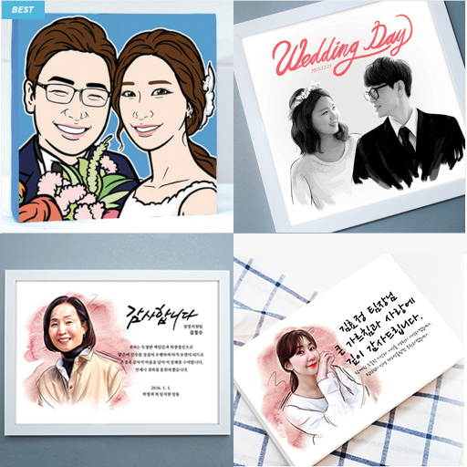 팝아트 초상화 커플 결혼 기념일 여자친구 남자친구 생일 선물 캐리커쳐 감사패 아크릴액자 - 상품 이미지