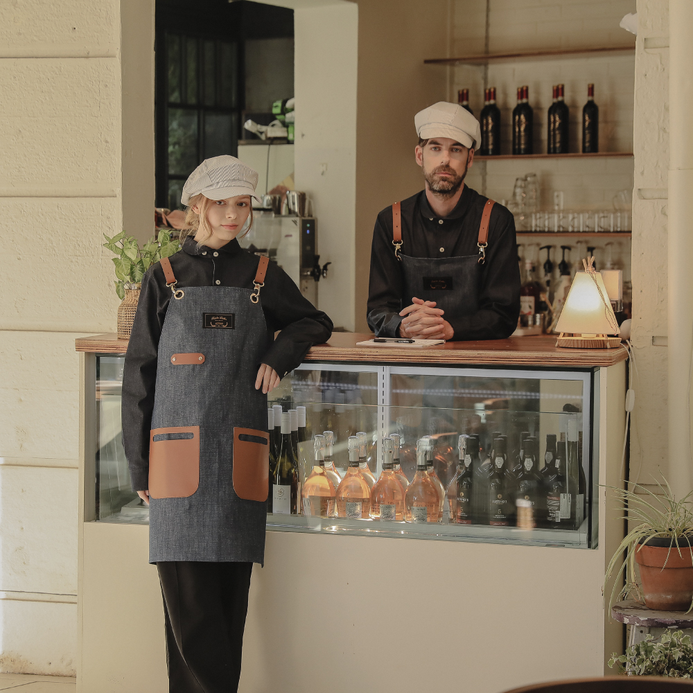 칸데오레더 슈패너 라이트진 브라운 공방 미용실 카페 미용사 바리스타 앞치마