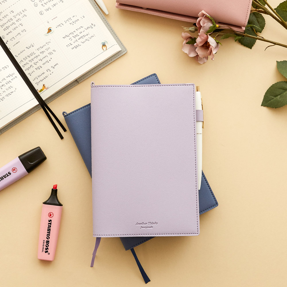 [각인가능] 오브제 가죽 만년 다이어리 + 볼펜 세트 제품 이미지