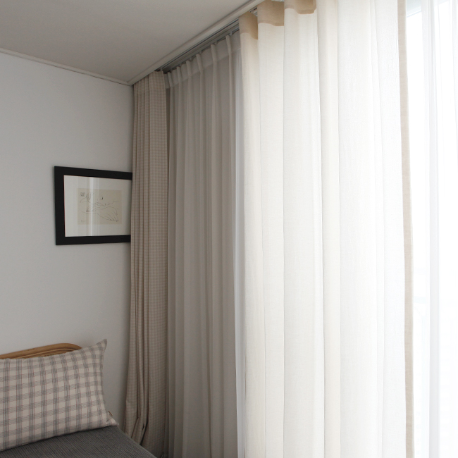 바이아미 멜란 무지 베이지 아이방커튼 아기방 안방 면 맞춤 커튼