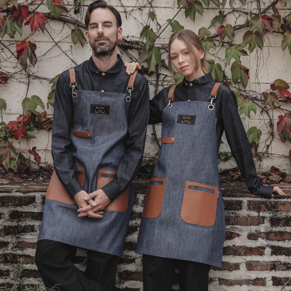 칸데오레더 슈패너 라이트진 브라운 공방 미용실 카페 미용사 바리스타 앞치마