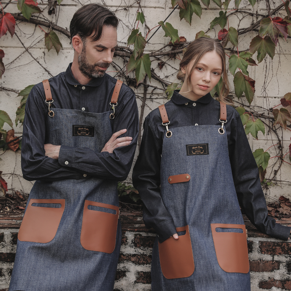 칸데오레더 슈패너 라이트진 브라운 공방 미용실 카페 미용사 바리스타 앞치마