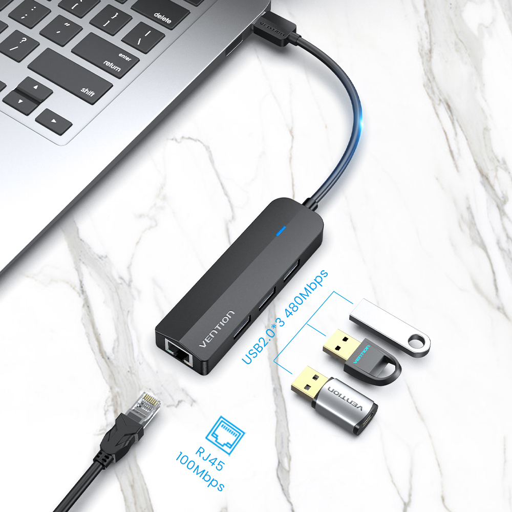 벤션 USB 랜카드 3포트 멀티 허브, CHPBB - 상세 이미지 2