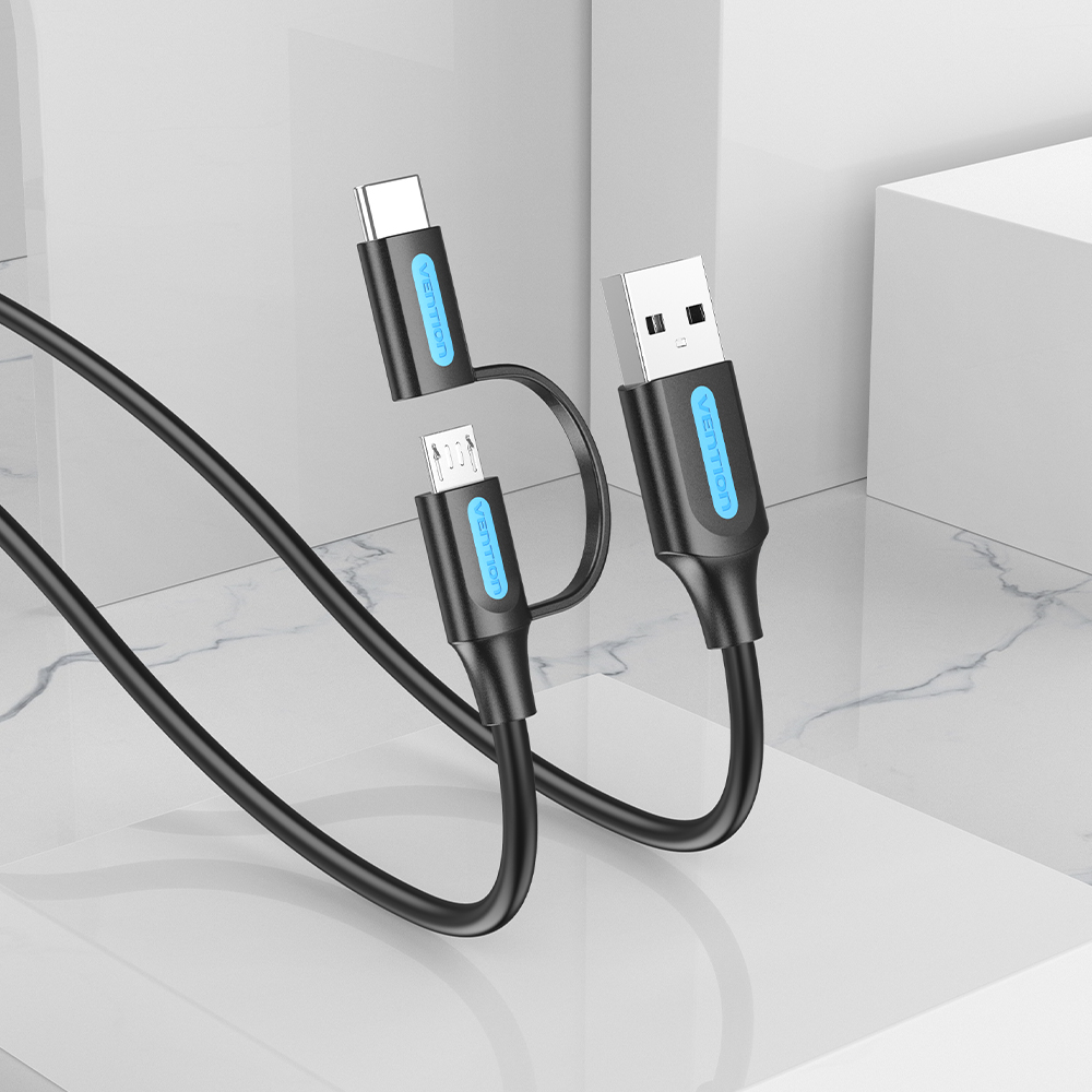 벤션 투톤 2in1 5핀 C타입 to USB A 고속충전케이블 CQD 0.25m, 1개 - 상세 이미지 2