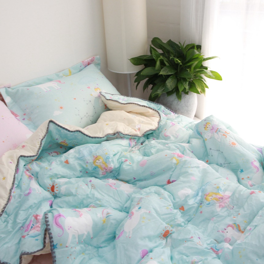 초코팬더 유니콘 키즈 털안붙는 모달100 알러지케어 부드러운 어린이 싱글 차렵이불 겨울