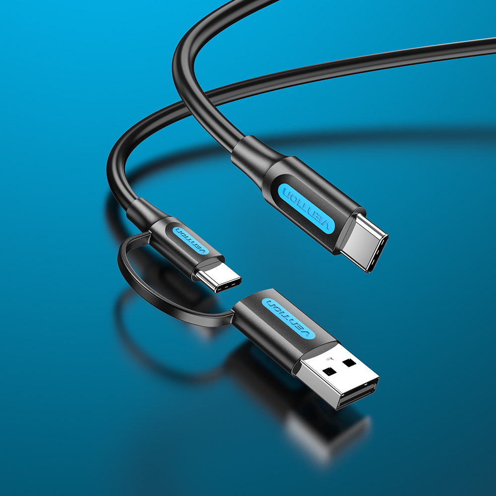 벤션 2in1 USB A C to C타입 고속충전케이블 CQL 1m, 1개 - 상세 이미지 2