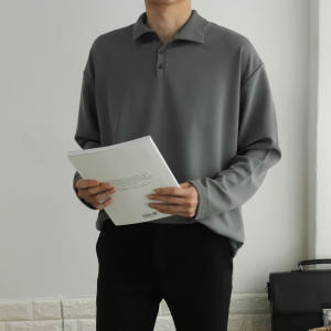 댄디 캐주얼 오버핏 구김없는 링클프리 폴리 스판 헨리넥 단추 정장 카라긴... 착용 후기 | 사이즈/핏 총정리 - 상품 이미지 4