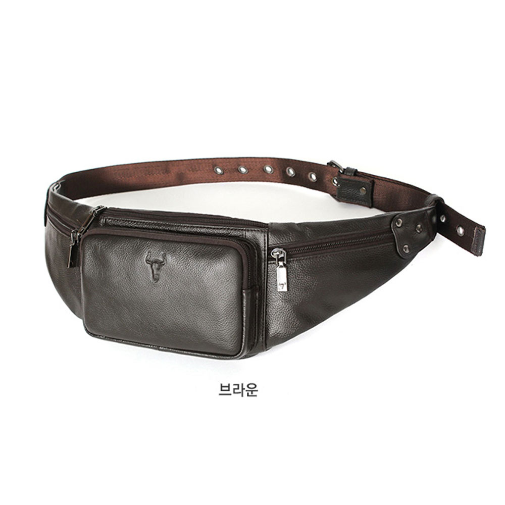 천연 소가죽 남성 힙색 벨트백 허리 지갑 파우치 웨이스트백 폰백 핸드폰 가죽 전대 가방 - 상세 이미지 4