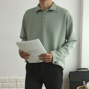 댄디 캐주얼 오버핏 구김없는 링클프리 폴리 스판 헨리넥 단추 정장 카라긴... 착용 후기 | 사이즈/핏 총정리 - 상품 이미지 2