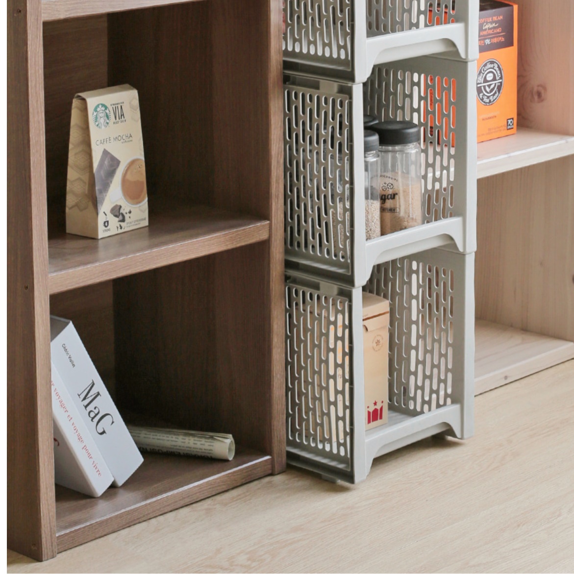 책수납장 침대틈새선반 더높은수납장 바구니수납장