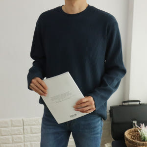 와플 오버핏 어깨드랍숄더 베이직 기본 구김없는 스판 니트 긴팔티셔츠 착용 후기 | 사이즈/핏 총정리 - 상품 이미지 4