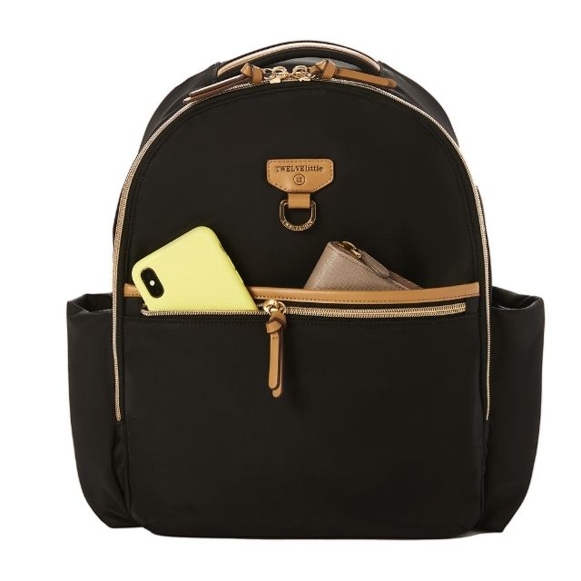 트웰브리틀 미디고 기저귀가방 백팩 출산 임신 선물, 블랙/탄
