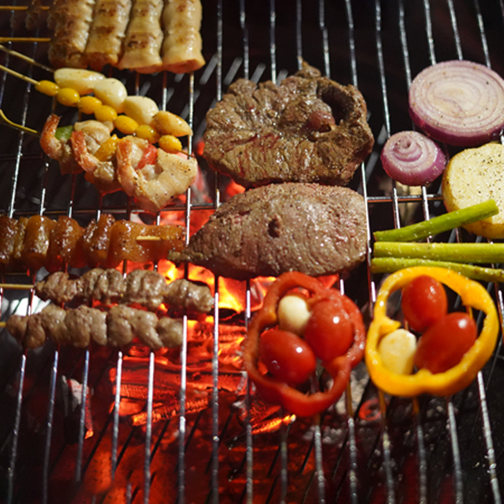 17인치 애플 펜션 바베큐 차콜 그릴 숯불 화로 가정용 훈제 직화 원형 캠핑 야외 불멍