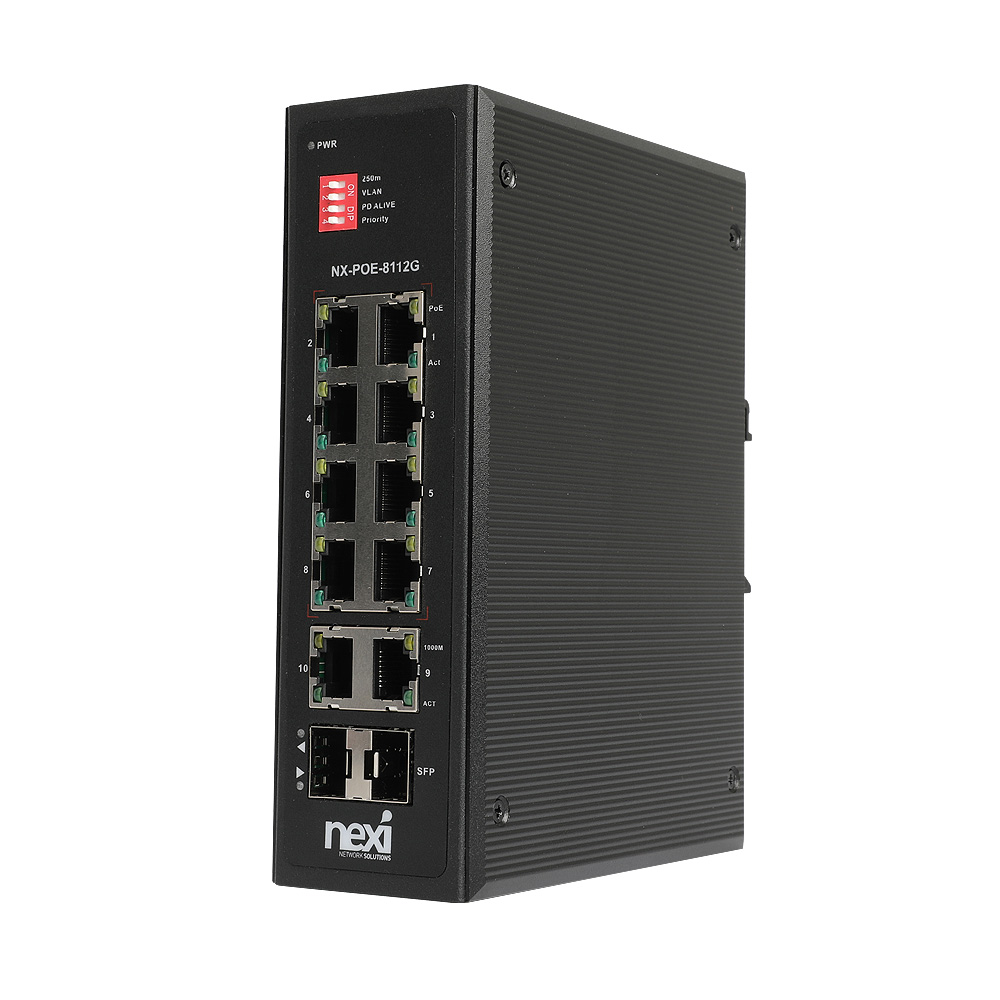 NX-POE-8112G 산업용 PoE 8+4포트 기가 스위칭허브 - 상품 이미지