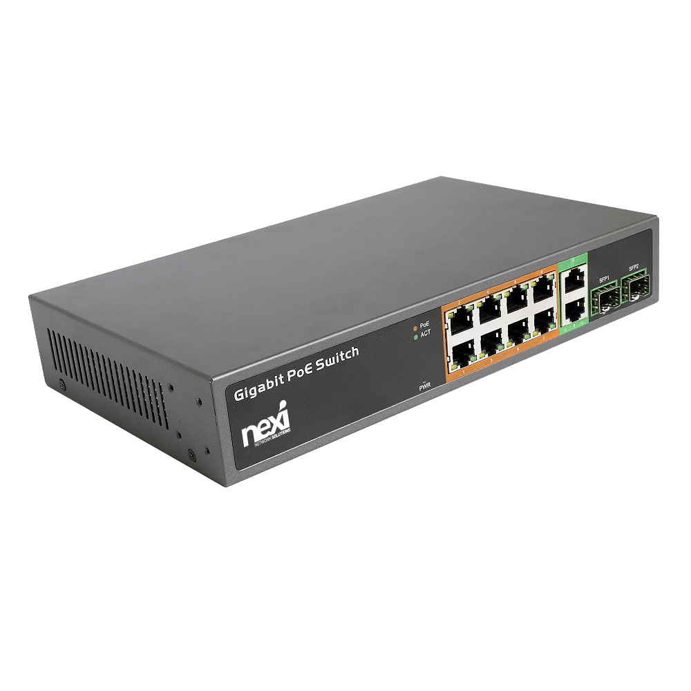 NX-POE1008G-V2 PoE 8+2+2SFP 100메가 스위칭허브150W - 상품 이미지
