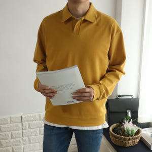 남자긴팔티 남자카라티 헨리넥 오버핏 커플맨투맨 착용 후기 | 사이즈/핏 총정리 - 상품 이미지 3