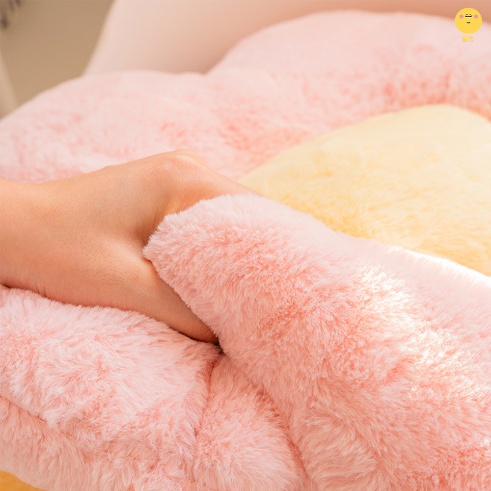 달떵 귀여운 스마일 꽃방석 데이지 원형 식탁의자 쇼파 큰 대형 방석 어린이 쿠션 둥근거실 - 상세 이미지 3