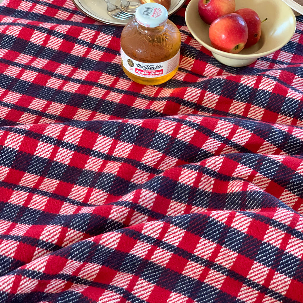 크리스마스 체크 기모 면 원단