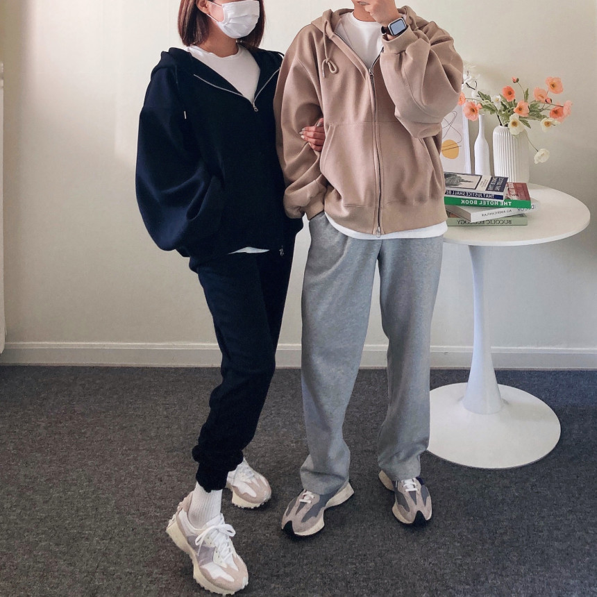 [당일출고] 커플 투웨이 크롭 오버핏 벌룬 후드 집업 남자 무지 헤비 모자큰 후드티 이쁜곳 상세 이미지 111