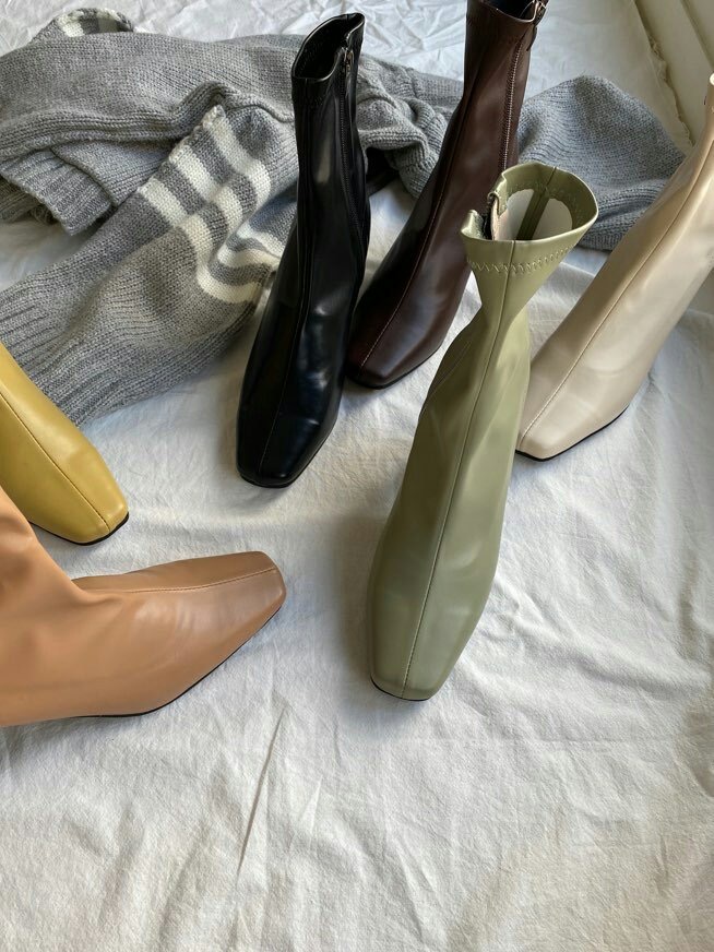 6color 슬림 스판 삭스 앵클 부츠 미들힐 7cm 상세 이미지 46